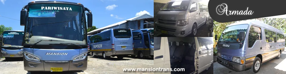 Bus Mansion Transport untuk perjalanan rombongan di Bali